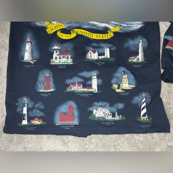 Vintage Lights of the United States Button Down Sweater Art Unlimited Size XL - Picture 10 of 11